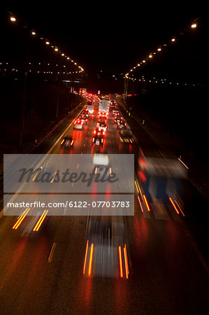 Time-lapse view of traffic at night