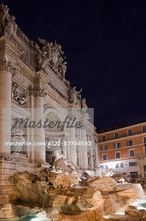 Trevi Fountain lit up at night