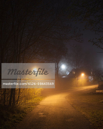 Sweden, Skane, Simrishamn, Street scene at night