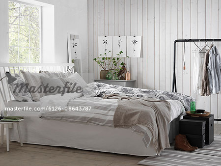 Sweden, Vastergotland, White modern bedroom