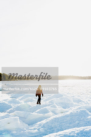 Man on snow in Biludden, Sweden