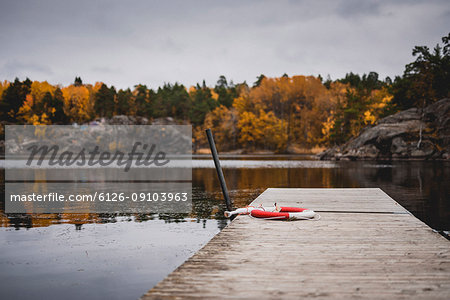 Wharf on lake in Sodermanland, Sweden