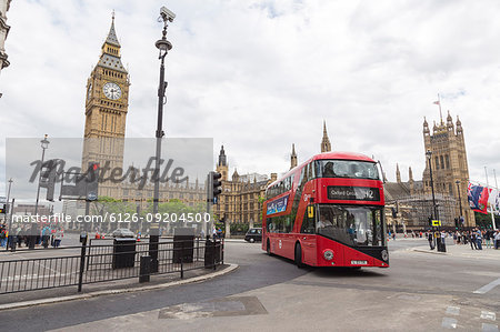 Double Decker bus by Big Ben in London, England