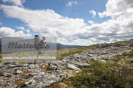 Man hiking in Rondane National Park, Norway