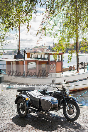 Motorbike and barge
