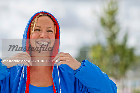 Portrait of a smiling middle aged woman.