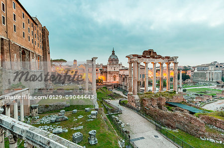 Europe, Italy, Lazio, Rome. Sunrise on Roman Forum