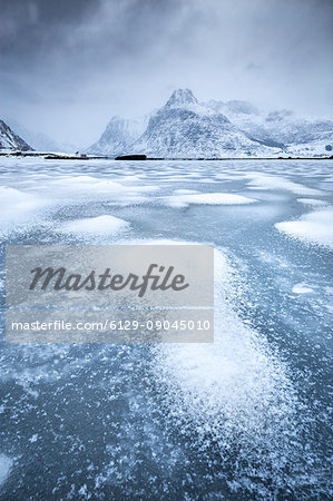 Frozen lake, Lofoten Islands, Norway