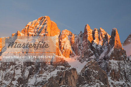 Pale of San Martino, Dolomites, Trentino-Alto Adige, Italy. Detail of Vezzana peak from Rolle Pass