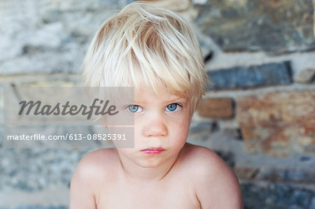 Young Boy With Blue Eyes And Blond Hair Stock Photo Masterfile
