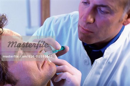Man having neurotoxin injection
