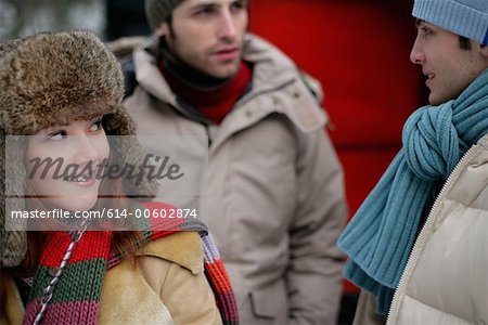 Friends in winter clothes