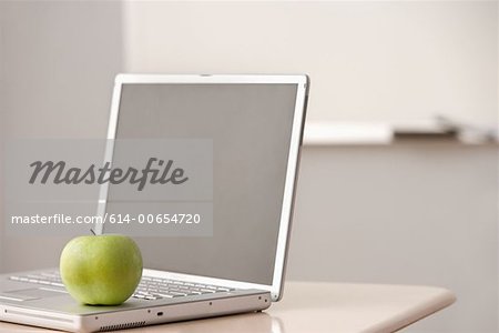 Apple on a laptop computer