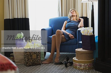 Woman tired from shopping