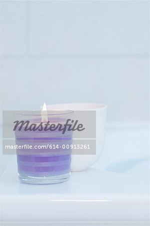 Candles on the edge of a bath