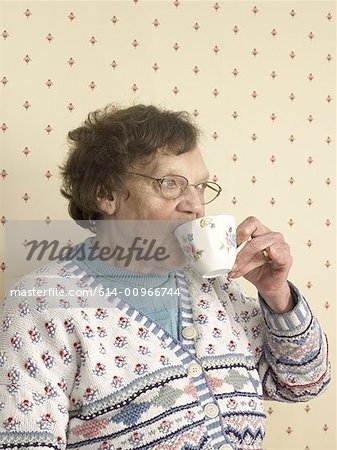 Senior woman drinking tea