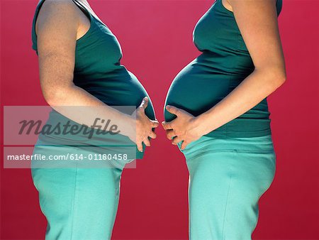 Pregnant women facing each other