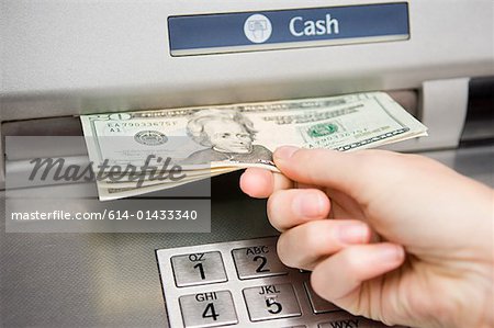 Person withdrawing cash
