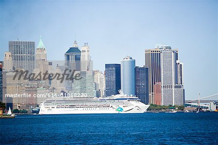 Cruise ship on hudson river new york