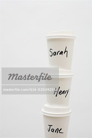 Names on paper cups