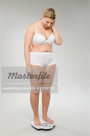 Woman Overweight Plus Size Self Checks Stock Photo 2353325655