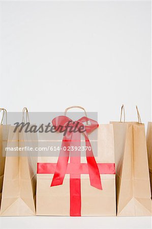 Bow and ribbon on a paper bag