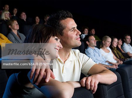 A couple watching a movie