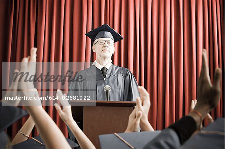 Dean giving graduation speech