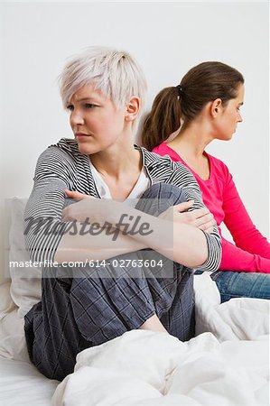 A lesbian couple arguing
