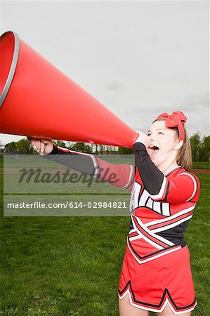 Cheerleader with megaphone