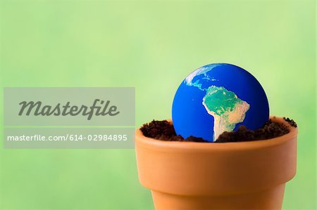 Planet earth in a flower pot