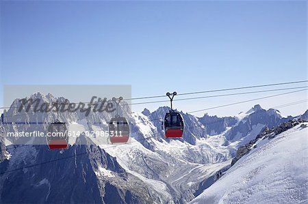 Cable cars in french alps near mont blanc