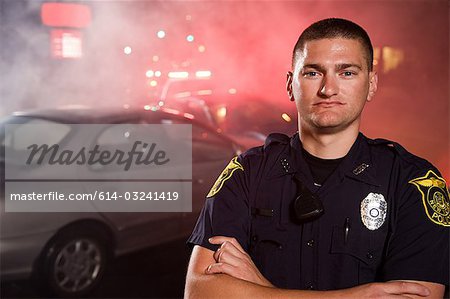 Police officer at scene of accident