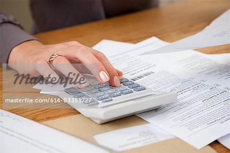 Young woman doing home finances