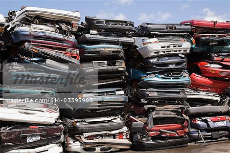 Stacks of crushed cars