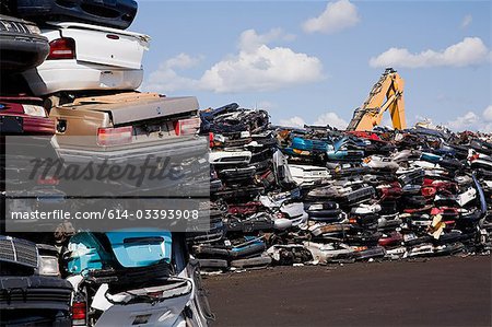 Cars in scrap yard