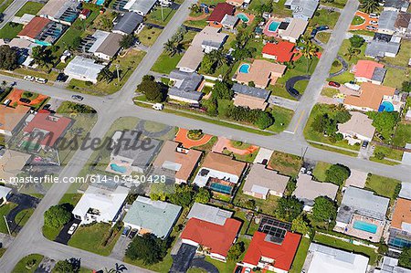 Aerial view of houses on florida east coast