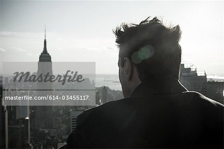 Man looking over new york city