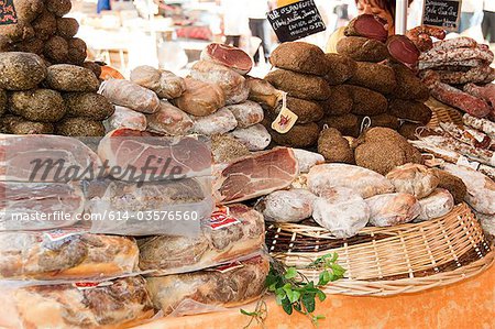 Charcuterie market stall in france