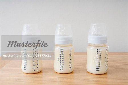 Three baby bottles