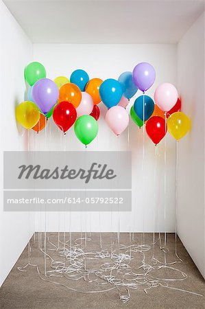Colorful balloons in a room