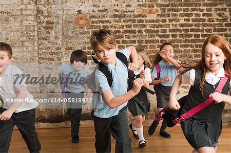 Schoolchildren running