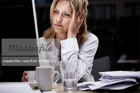 Businesswoman working late