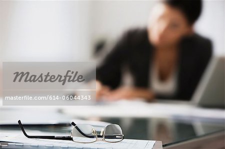 Close up of spectacles in office