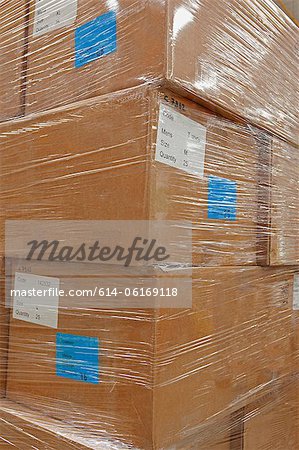 Cardboard boxes packaged in warehouse