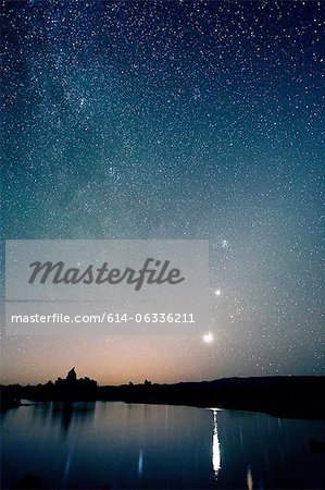 Starry sky at night, mono lake, california, usa