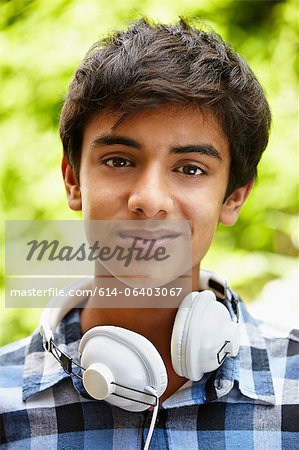 Portrait of teenage boy with headphones