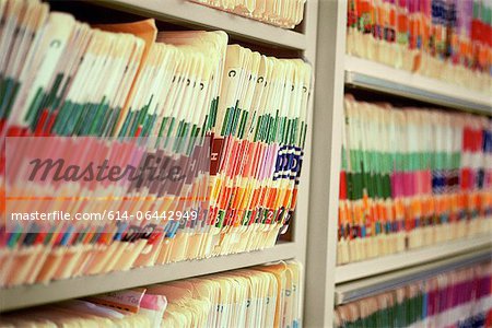 Medical office with shelves of files Medical office with shelves of files