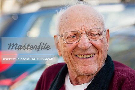 Close up of older man's smiling face