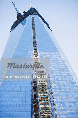 Scaffolding on urban skyscraper